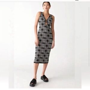House of Harlow 1960 Black and White Geometric Cut Out Midi Dress